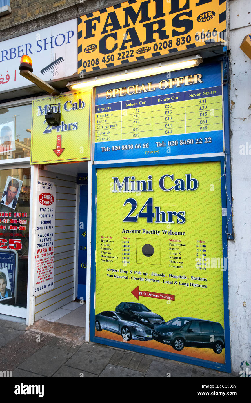 24 hour mini cab service offices London England UK United kingdom Stock Photo