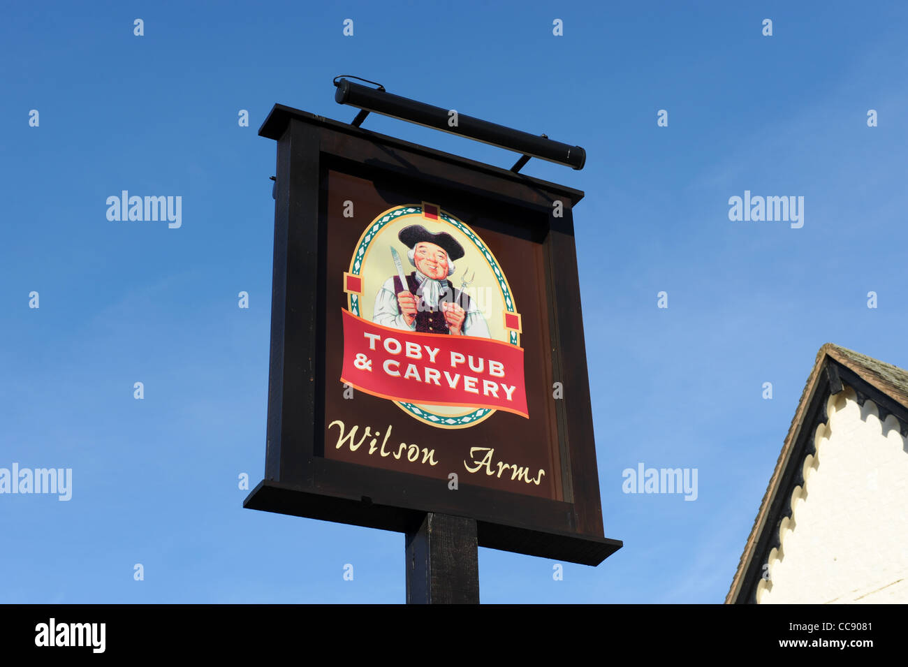 Wislon Arms pub sign in Knowle in Warwickshire England Uk Stock Photo