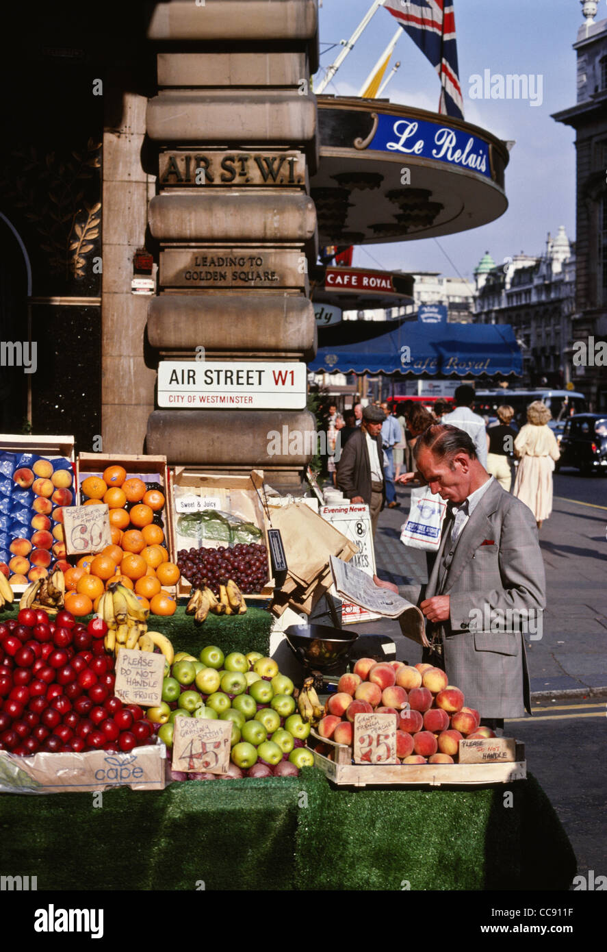 Outdoor Fruit Stand , London, 1978 Stock Photo