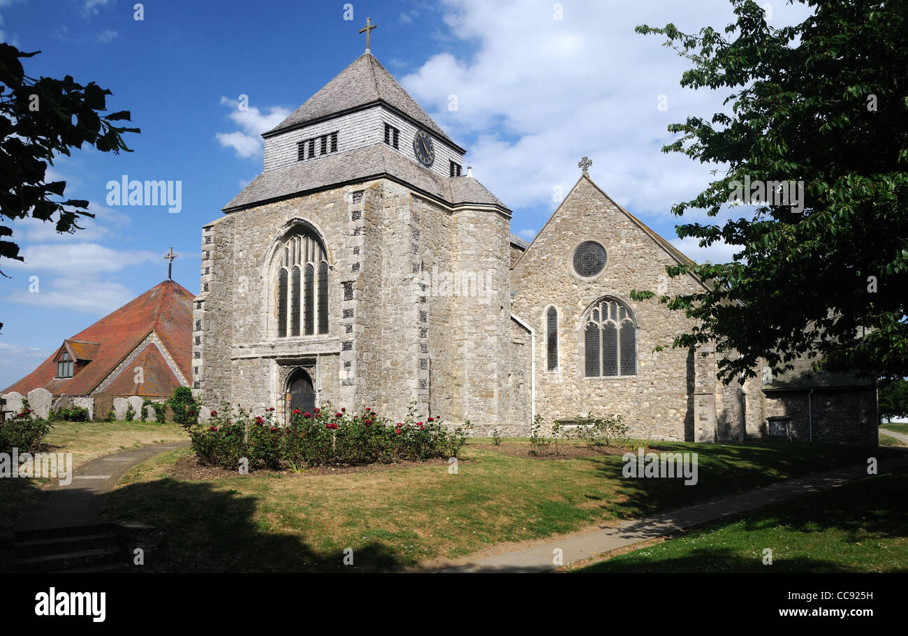 The Abbey Church of St. Mary the Virgin & St. Sexburgha, in Minster-on-Sea, Kent, England Stock Photo