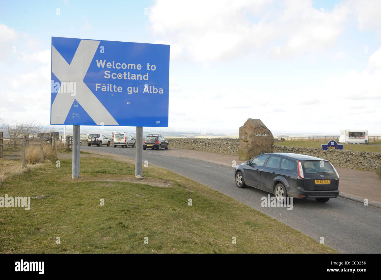 The to Scotland sign at the border between Scotland and England