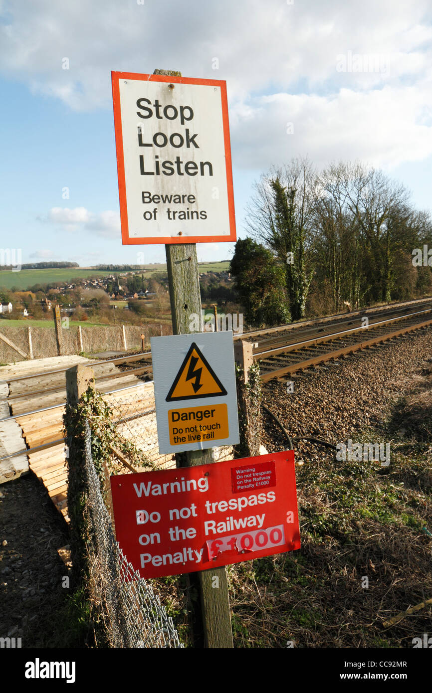 Railway sign warning trespass hires stock photography and images Alamy