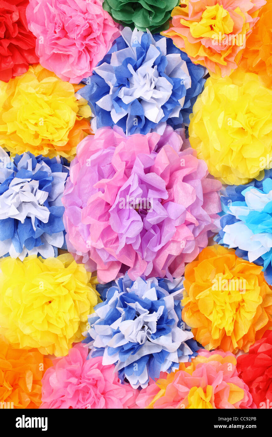 Three Colorful Tissue Paper Flowers Stock Photo - Image of home, selfmade:  107684156