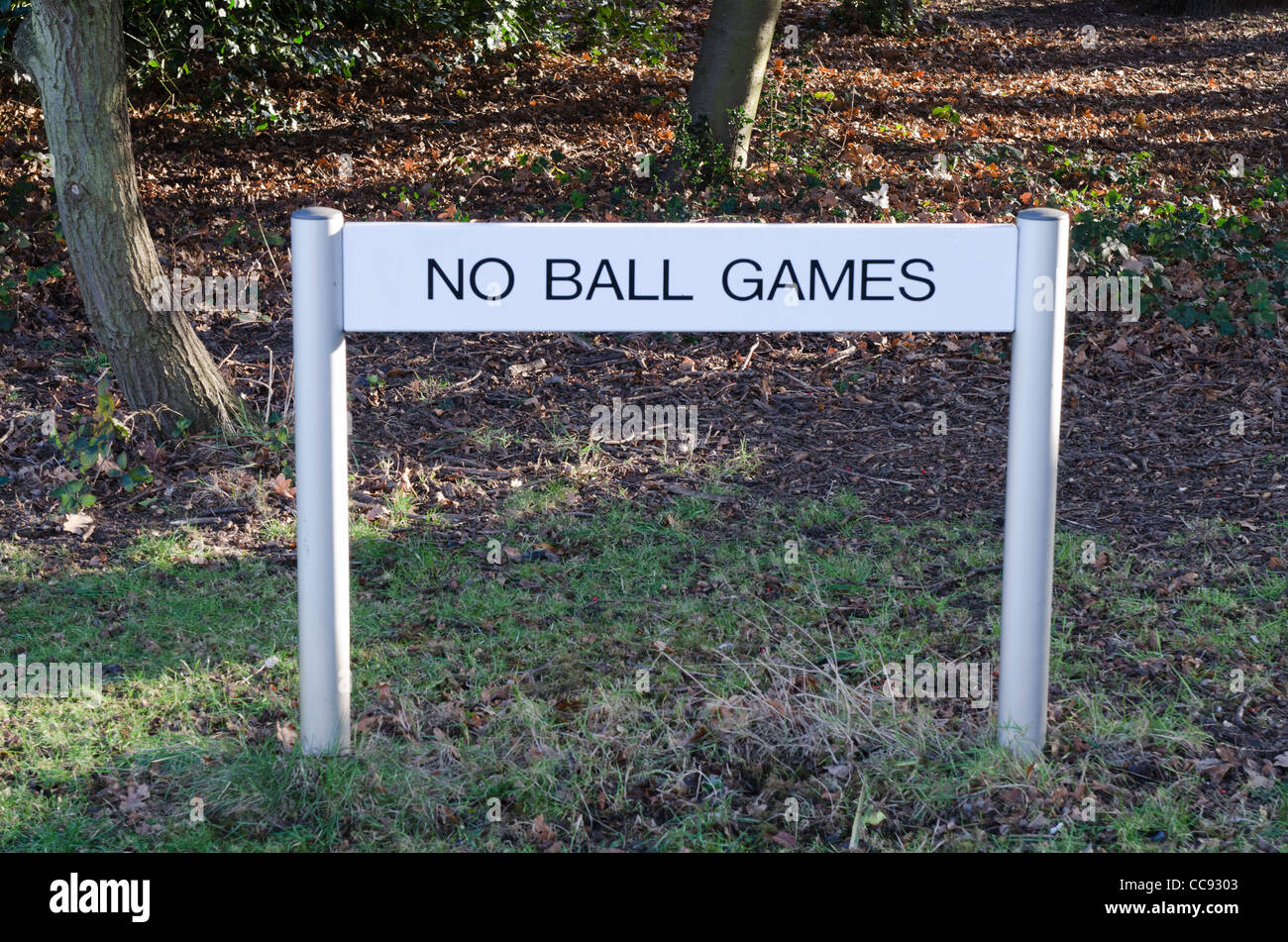 No Ball Games sign on grass Stock Photo