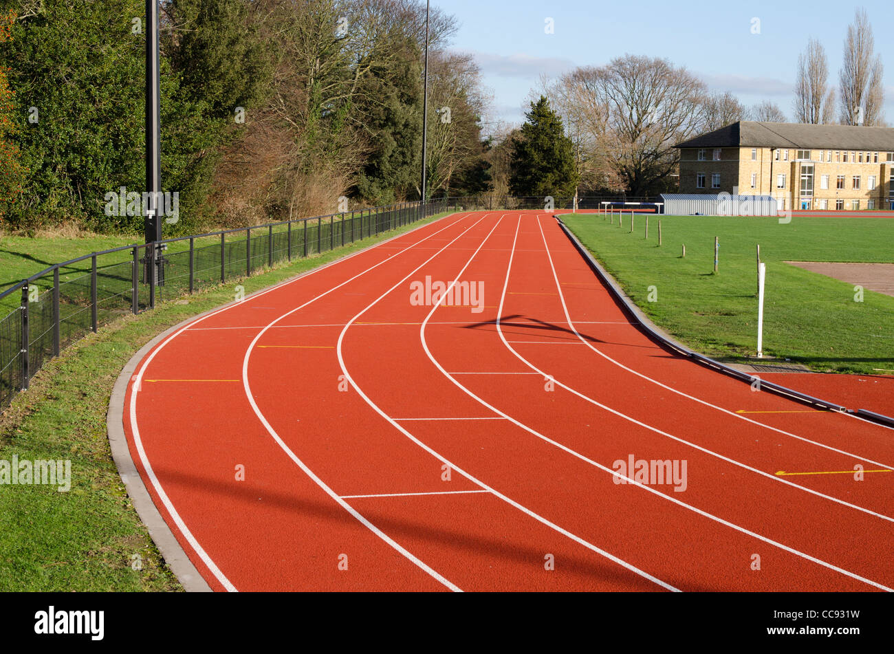Bend of Running track St Mary's University College, Twickenham London Uk  Stock Photo - Alamy