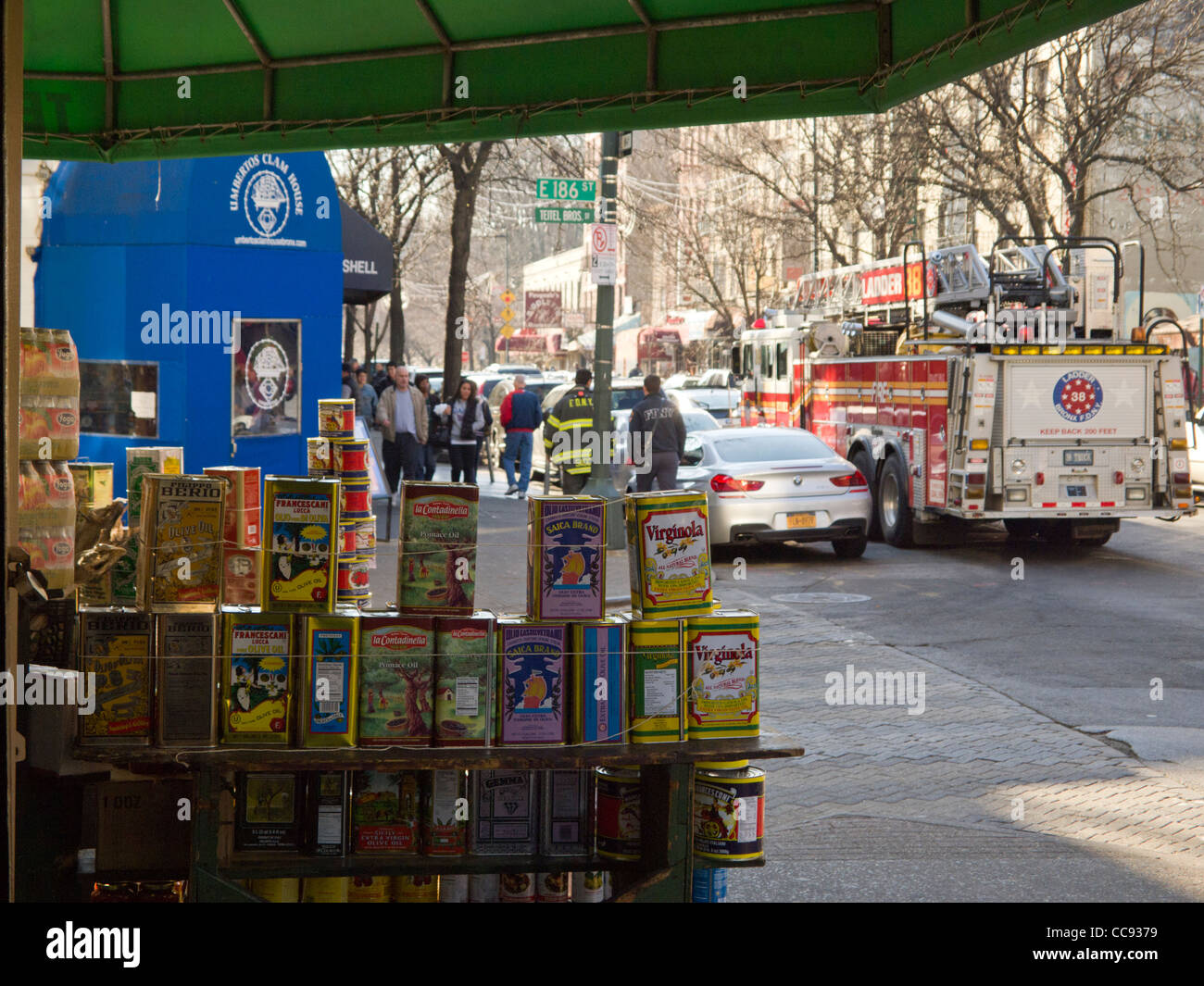 olive oil and a fire engine, Arthur Avenue, The Bronx, New York Stock Photo  - Alamy