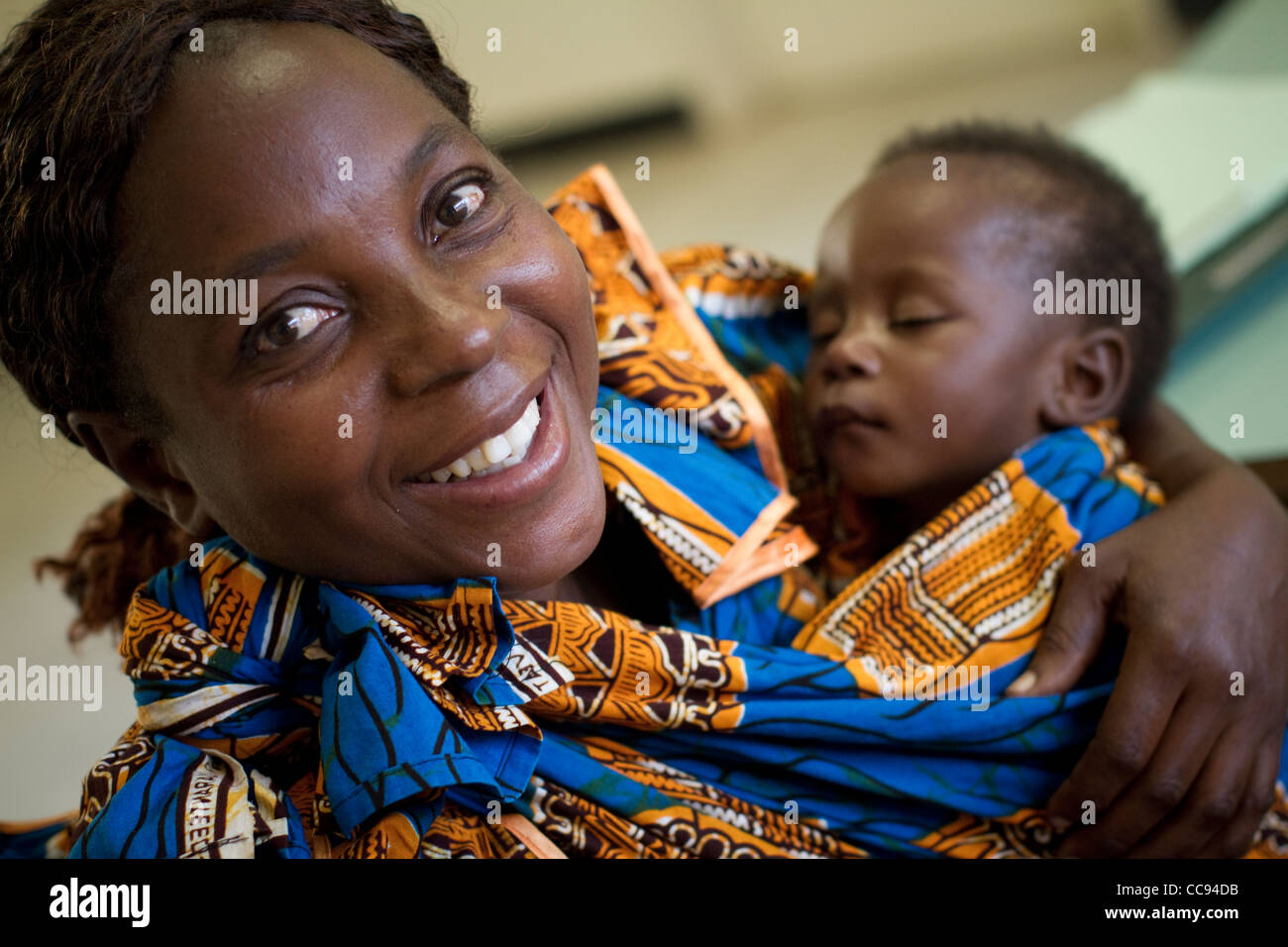 A mother holds her newborn baby in Kitwe, Zambia, Southern Africa Stock