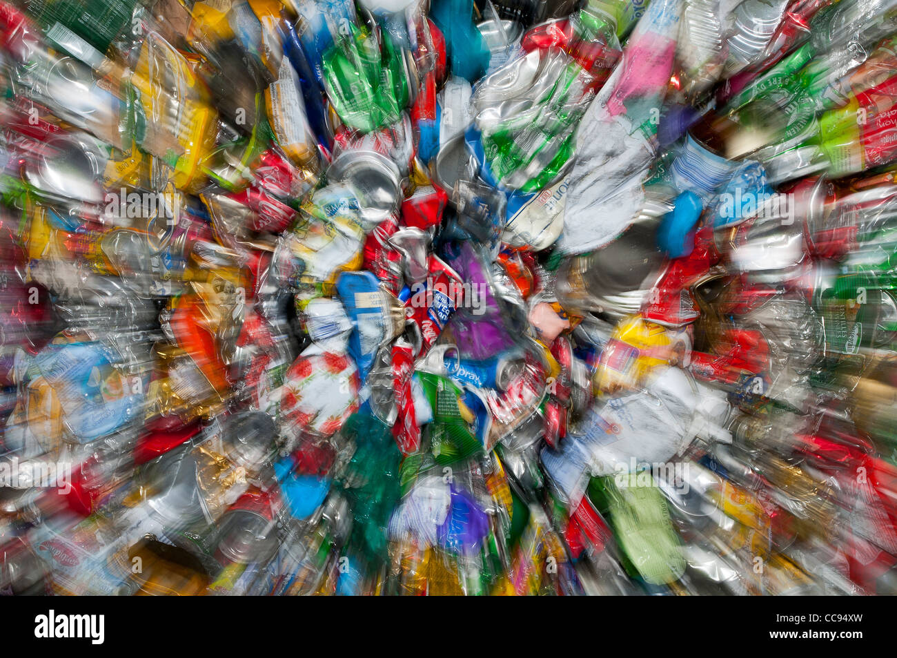 Zooming on bale of crushed metal cans Stock Photo Alamy