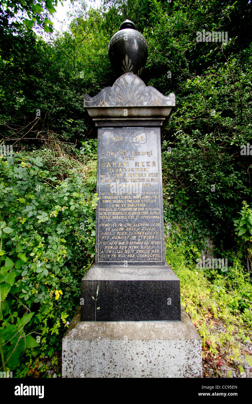 Grave of Sarah Rees, Cranogwen, a 19th century Welsh writer non-conformist who ran a maritime training school at Aberystwyth. Stock Photo
