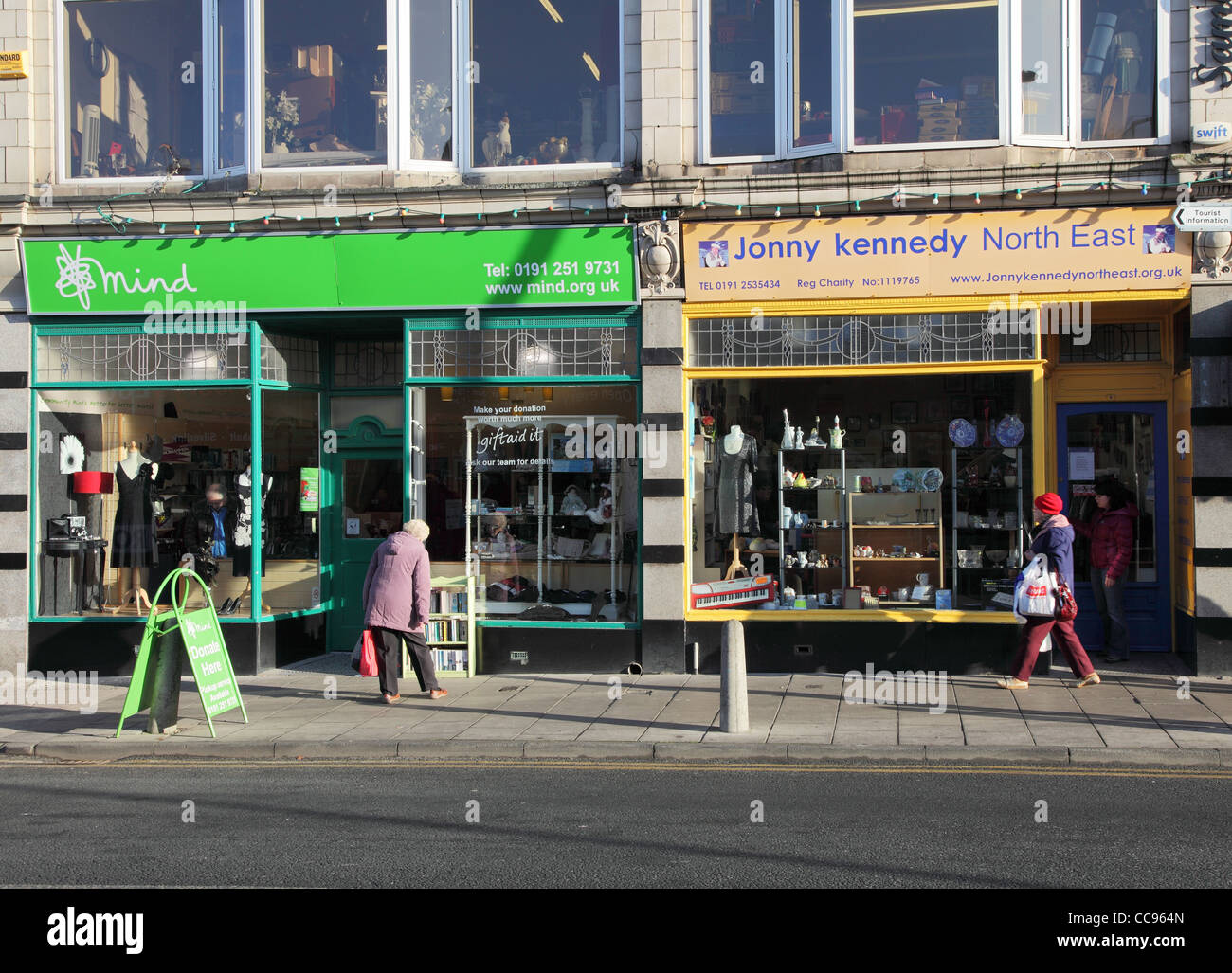 Mind and Jonny Kennedy charity shops north east England, UK Stock Photo