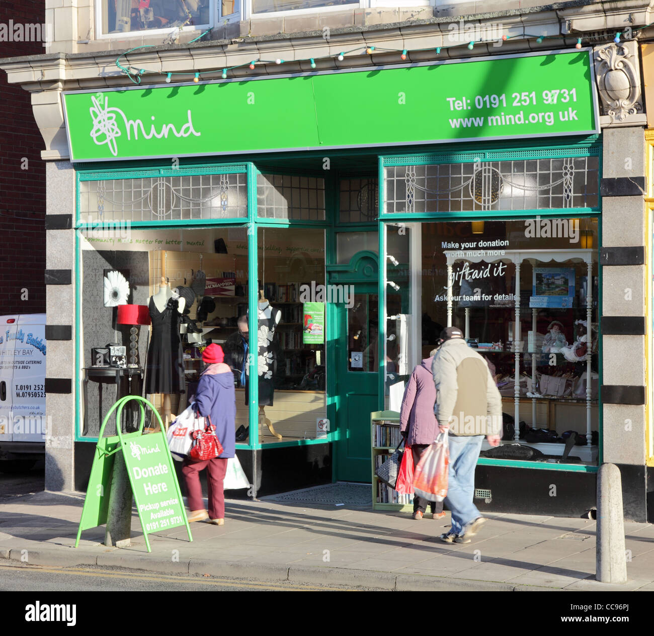 Mind charity shop front Whitley Bay north east England, UK Stock Photo