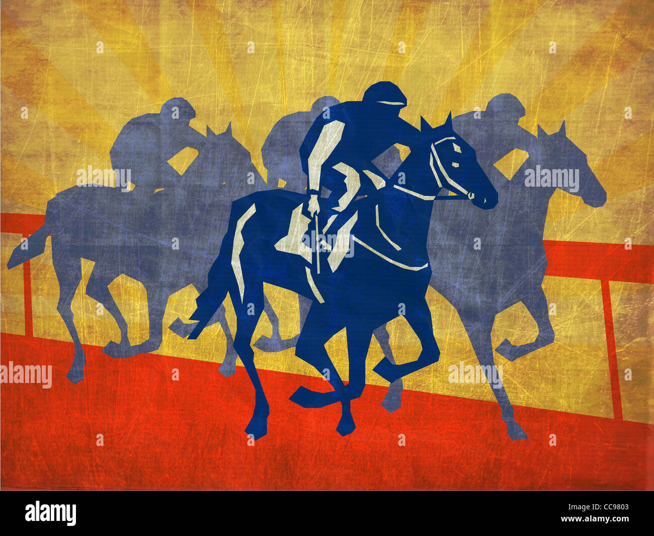 Horse racing painting hi-res stock photography and images - Alamy