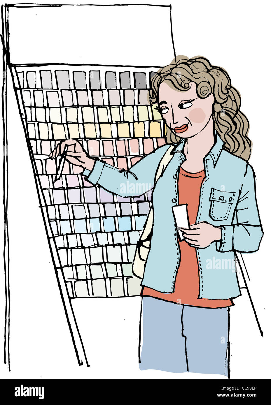 A woman choosing paint chips Stock Photo Alamy