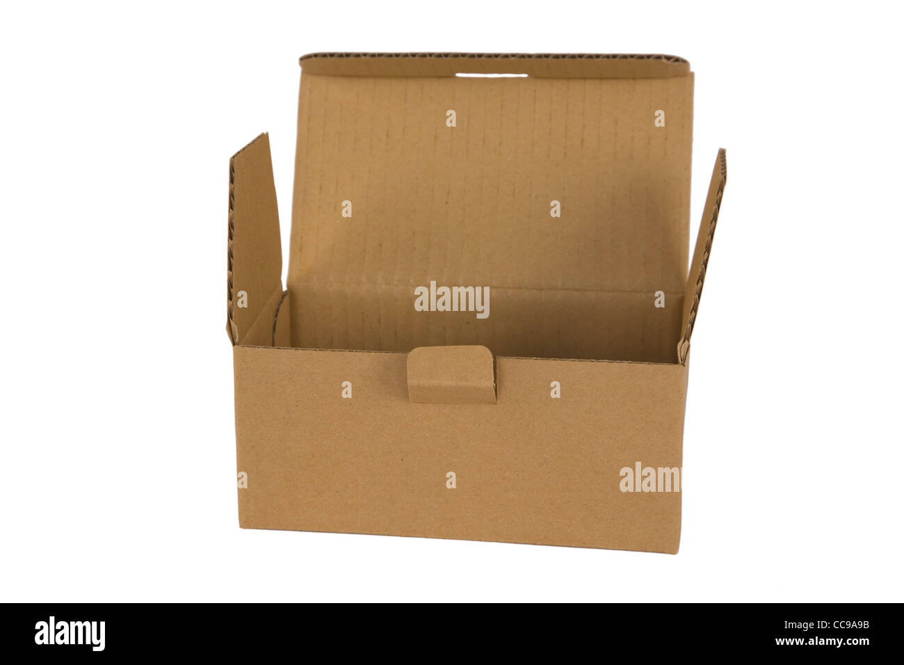 front view of open box on white background Stock Photo
