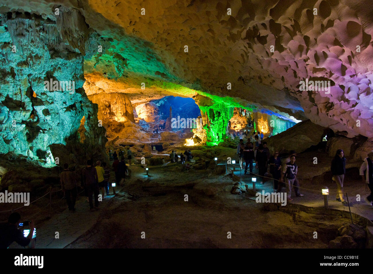 Hang Sung Sot or Surprise caves, Bo Hon Island, Halong bay, Vietnam Stock Photo