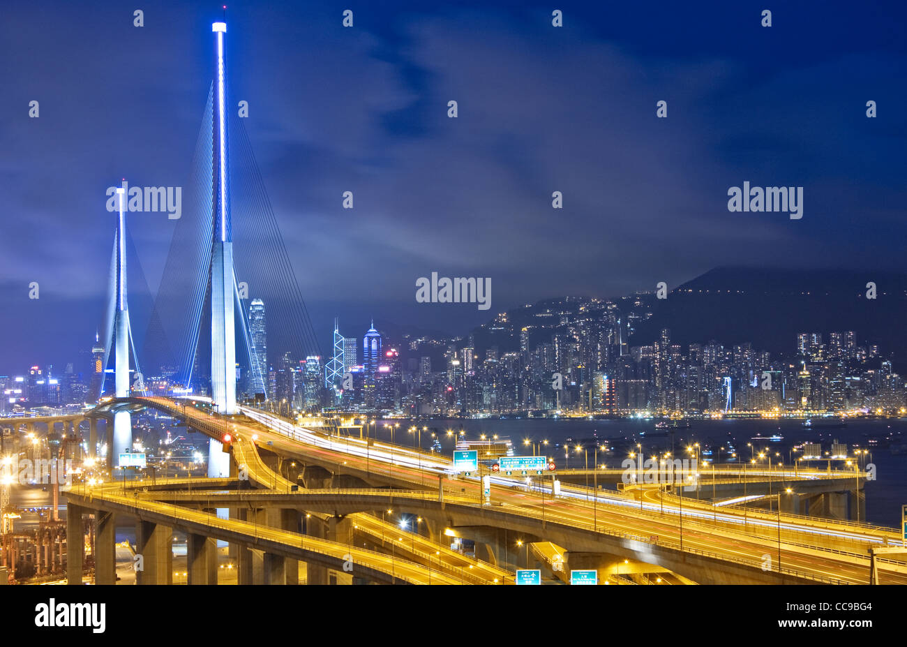 highway in city at night Stock Photo - Alamy
