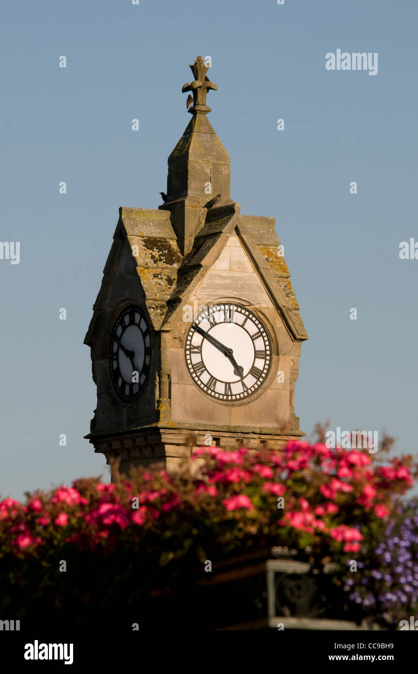 The Market Clock in the centre of the market town of Thirsk in North Yorkshire, Britain. Stock Photo