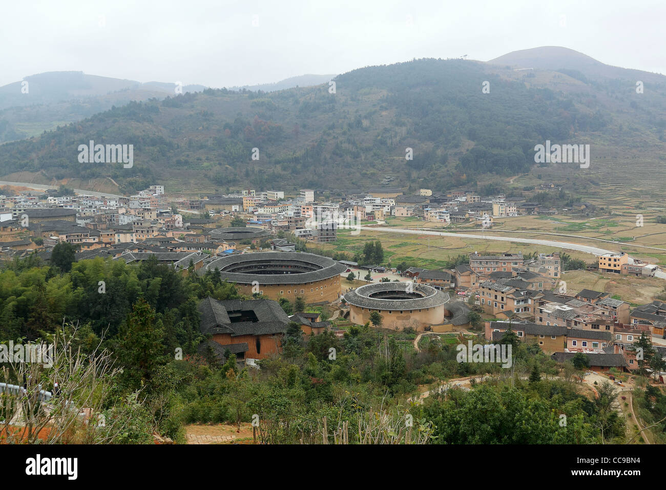 Fujian Tulou in China, old building overview  Stock Photo
