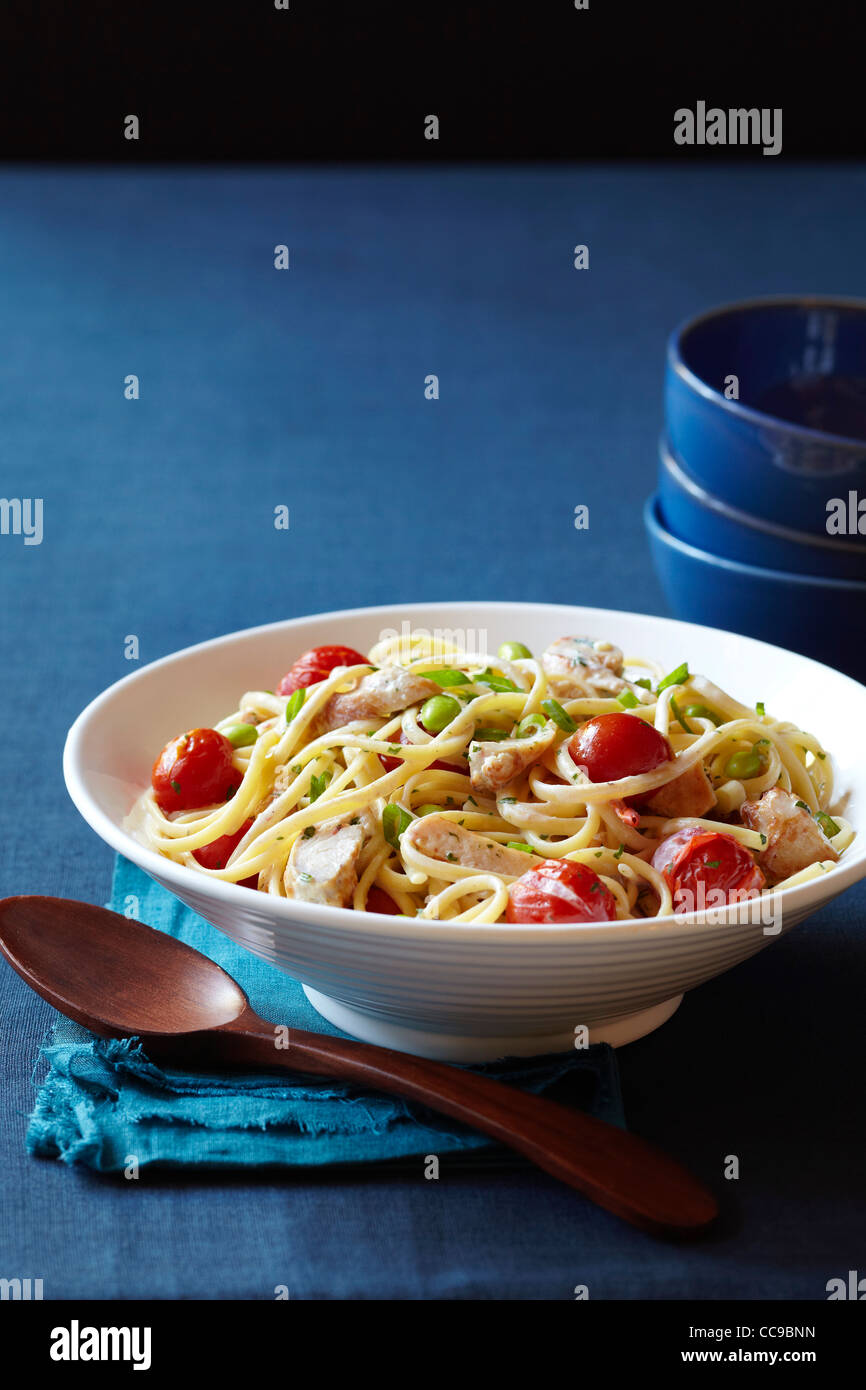 Pasta with Chicken Stock Photo