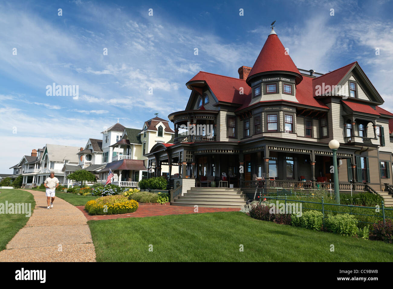 Historic Gingerbread Mansions Oak Bluffs Martha's Vineyard Cape Cod Massachusetts USA Stock Photo
