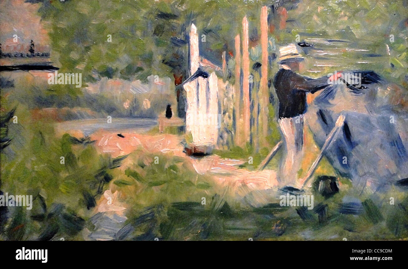 Georges Seurat Man painting a boat 1883 Stock Photo