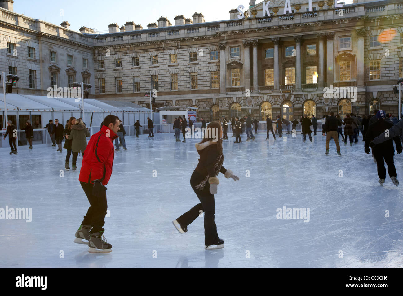 ice skating rink during christmas period at somerset house London