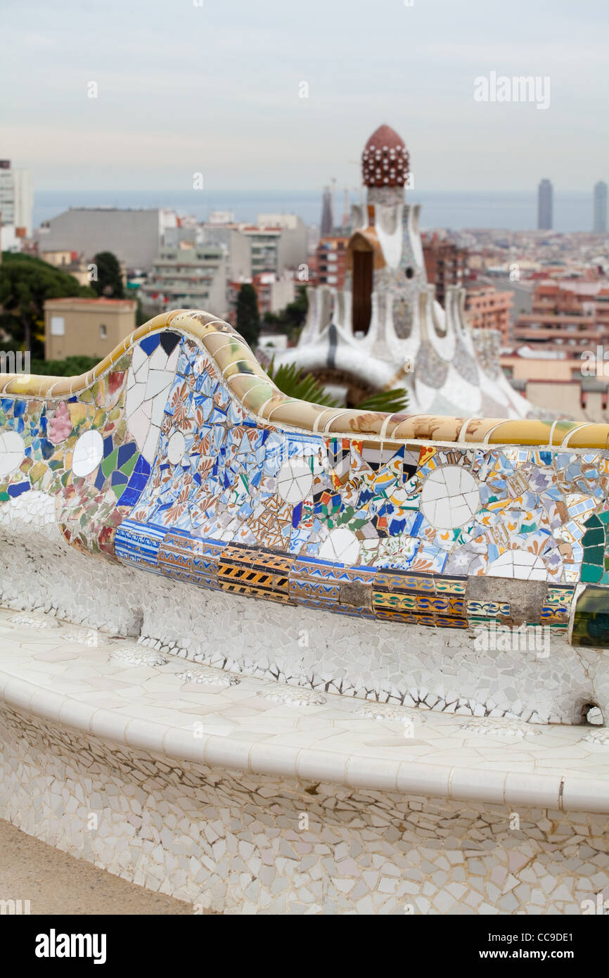 View over Barcelona from Guell-Park Stock Photo