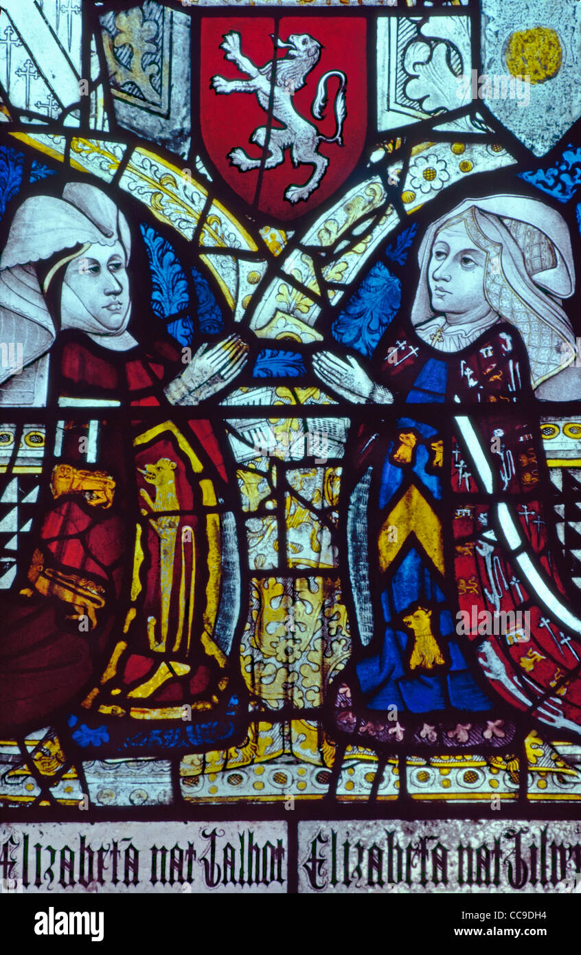 Long Melford, Suffolk 15th century stained glass On the left, Elizabeth