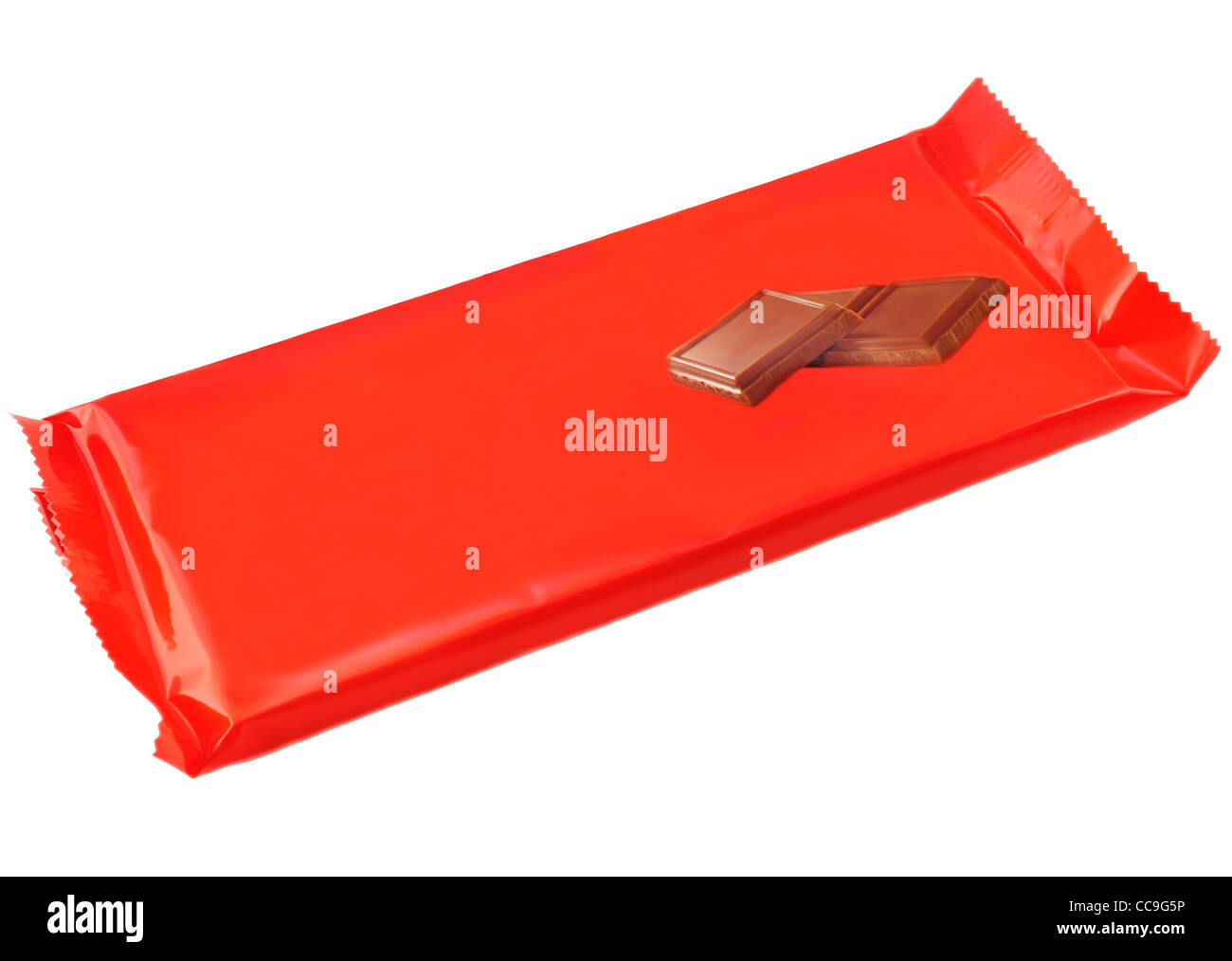 chocolate with red cover on white background Stock Photo