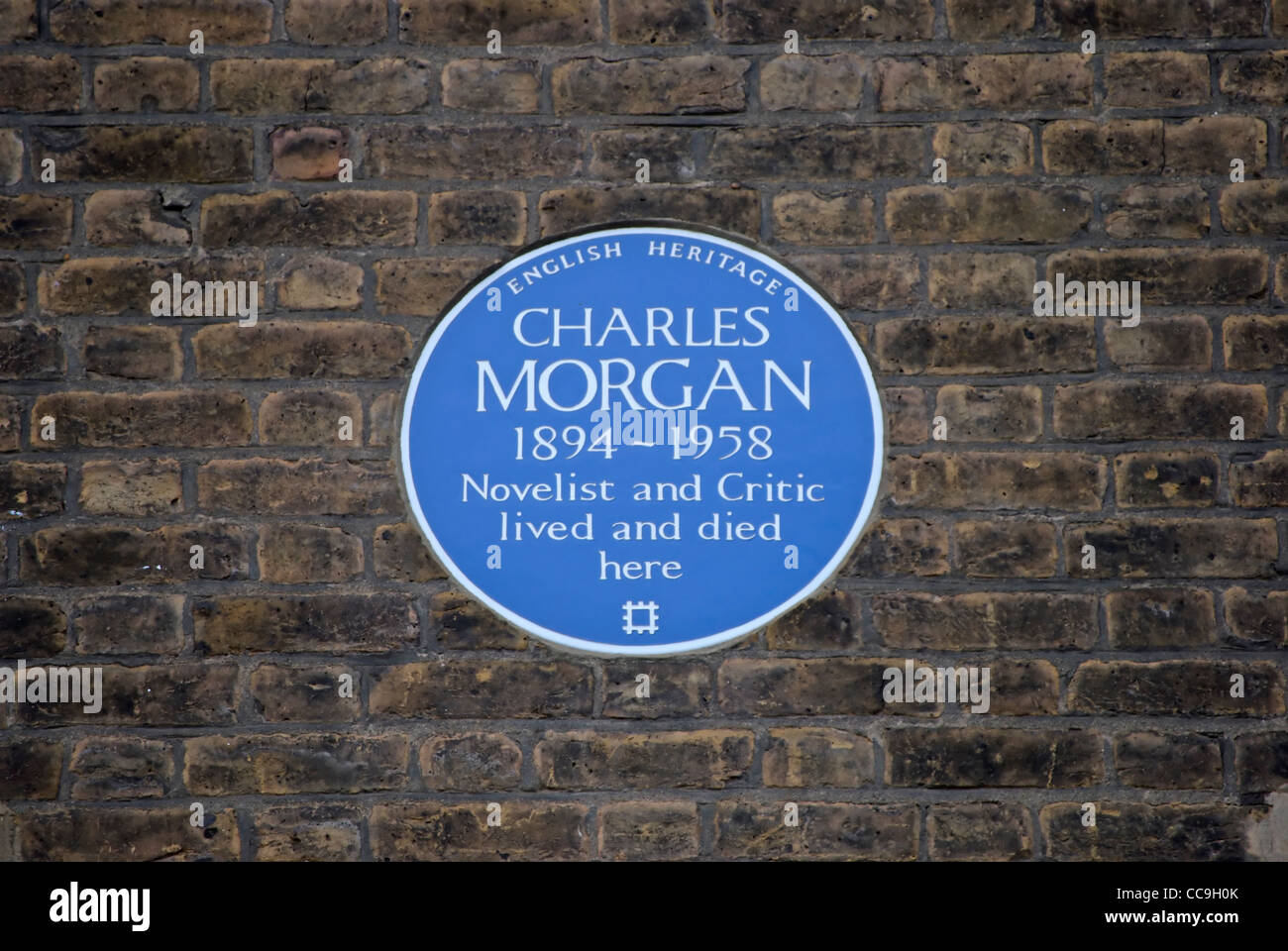 english heritage blue plaque marking a home of novelist and critic charles morgan, campden hill square, london, england Stock Photo