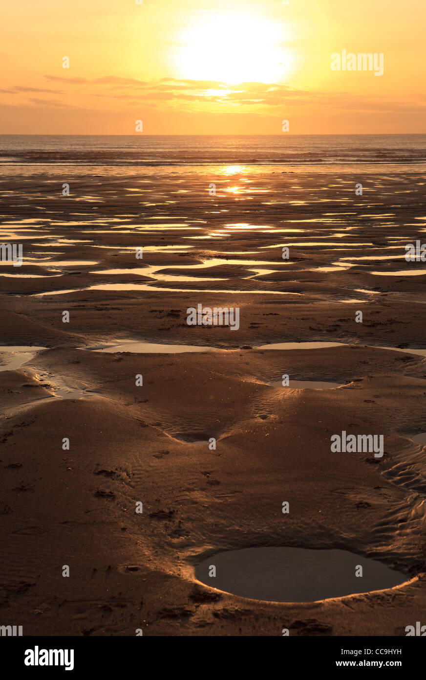 Sunset, Aberavon Beach, Port Talbot, South Wales, UK Stock Photo