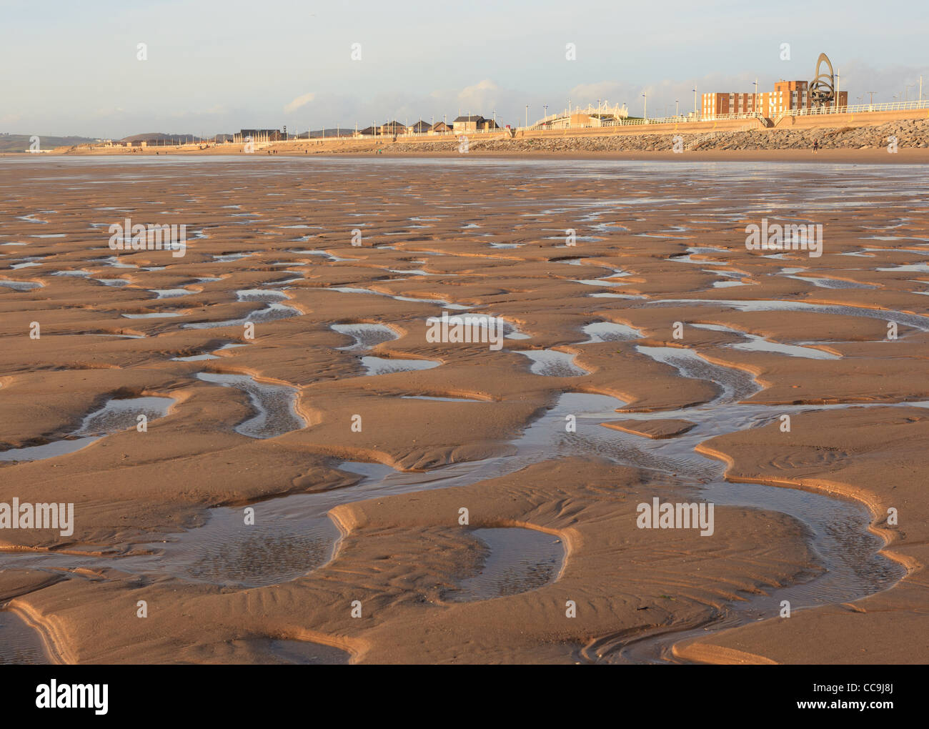 Ripples in sand, Aberavon Beach, Port Talbot, South Wales, UK Stock Photo