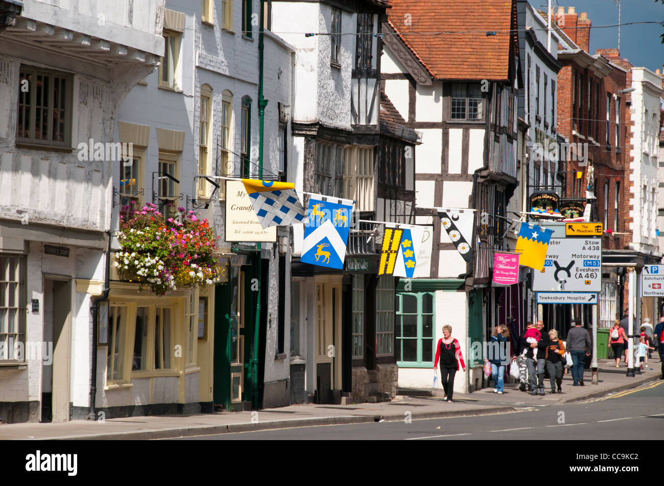 High Street of Tewkesbury in Gloucestershire, Cotswolds, UK Stock Photo