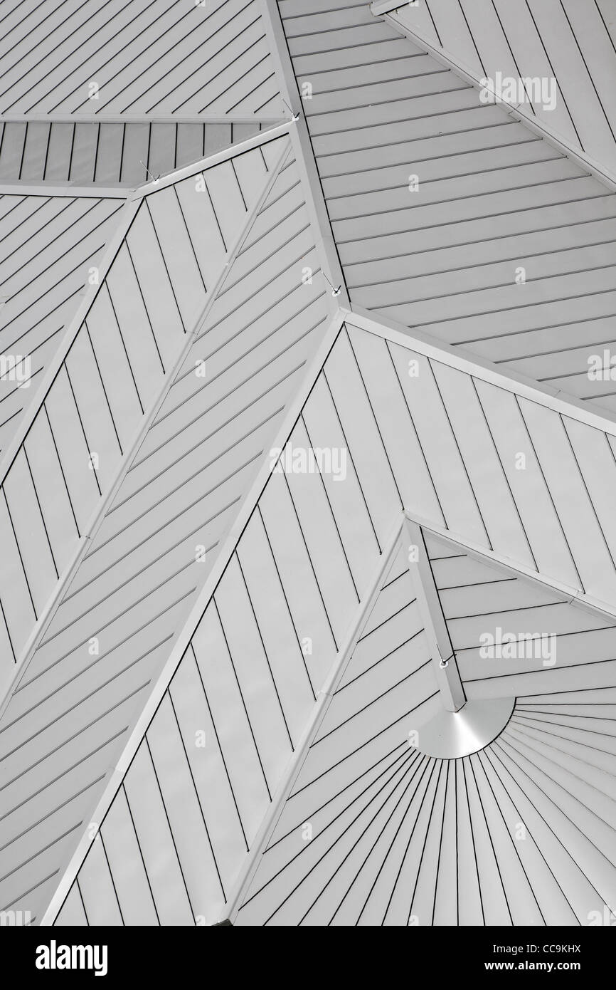 Metal roof design creates abstract patterns and lines. Stock Photo