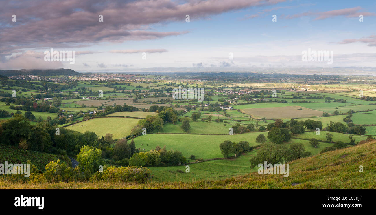 panoramic view of Cam, Dursley, Coaley and Berkeley in the Severn Vale