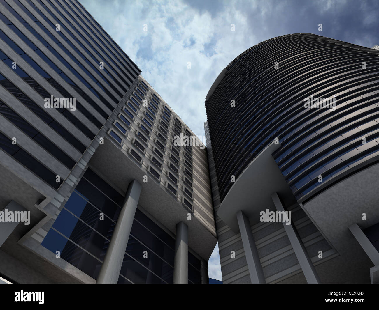 Office building on a background of cloudy sky Stock Photo - Alamy