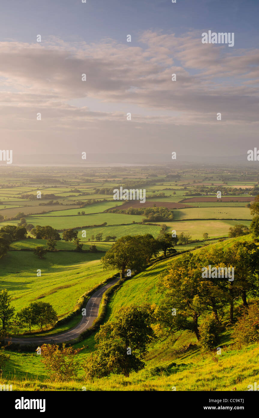 open view of Cam, Dursley, Coaley and Berkeley in the Severn Vale from