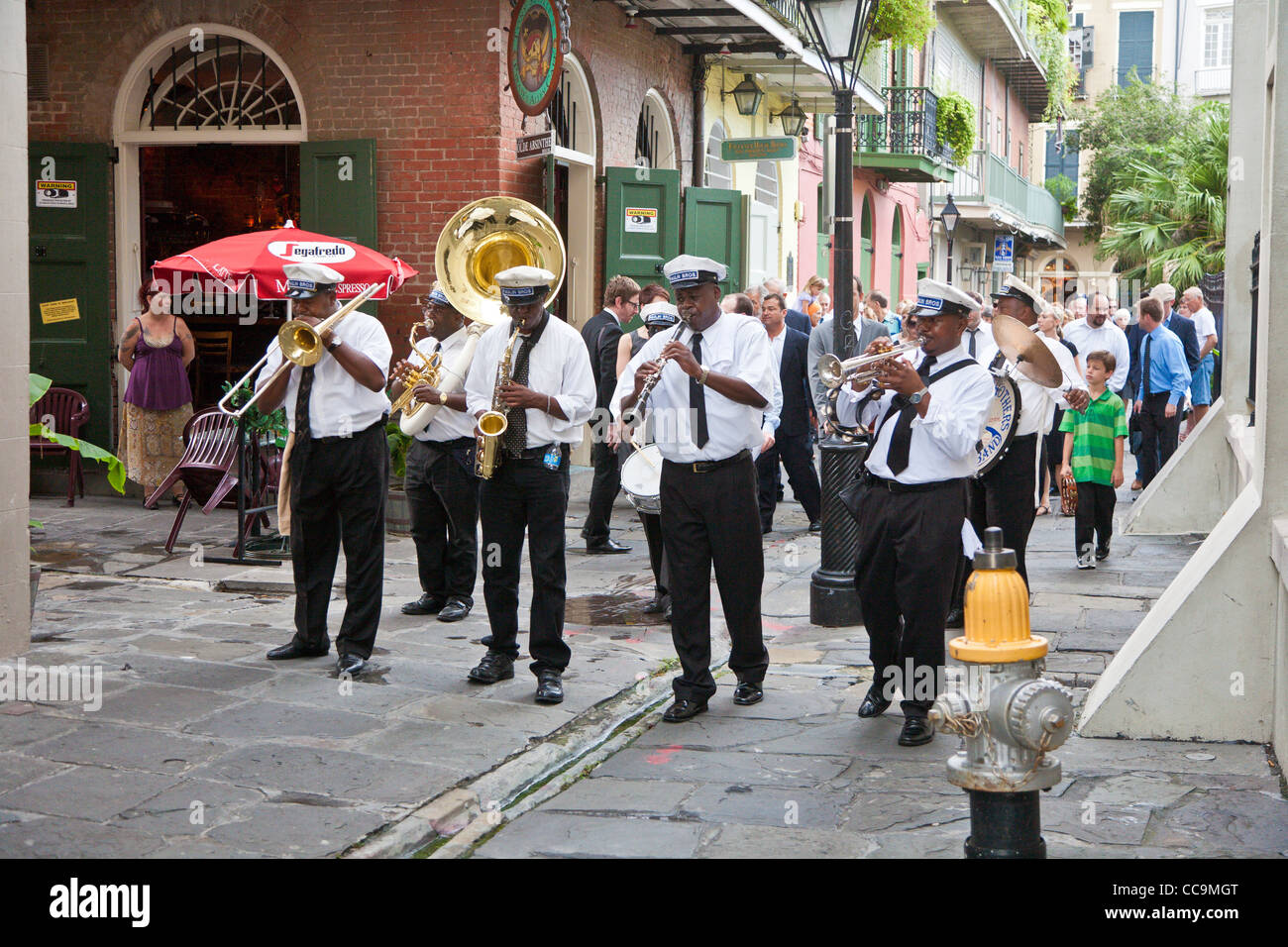 Paulin Brothers Brass Band playing music and leading a funeral