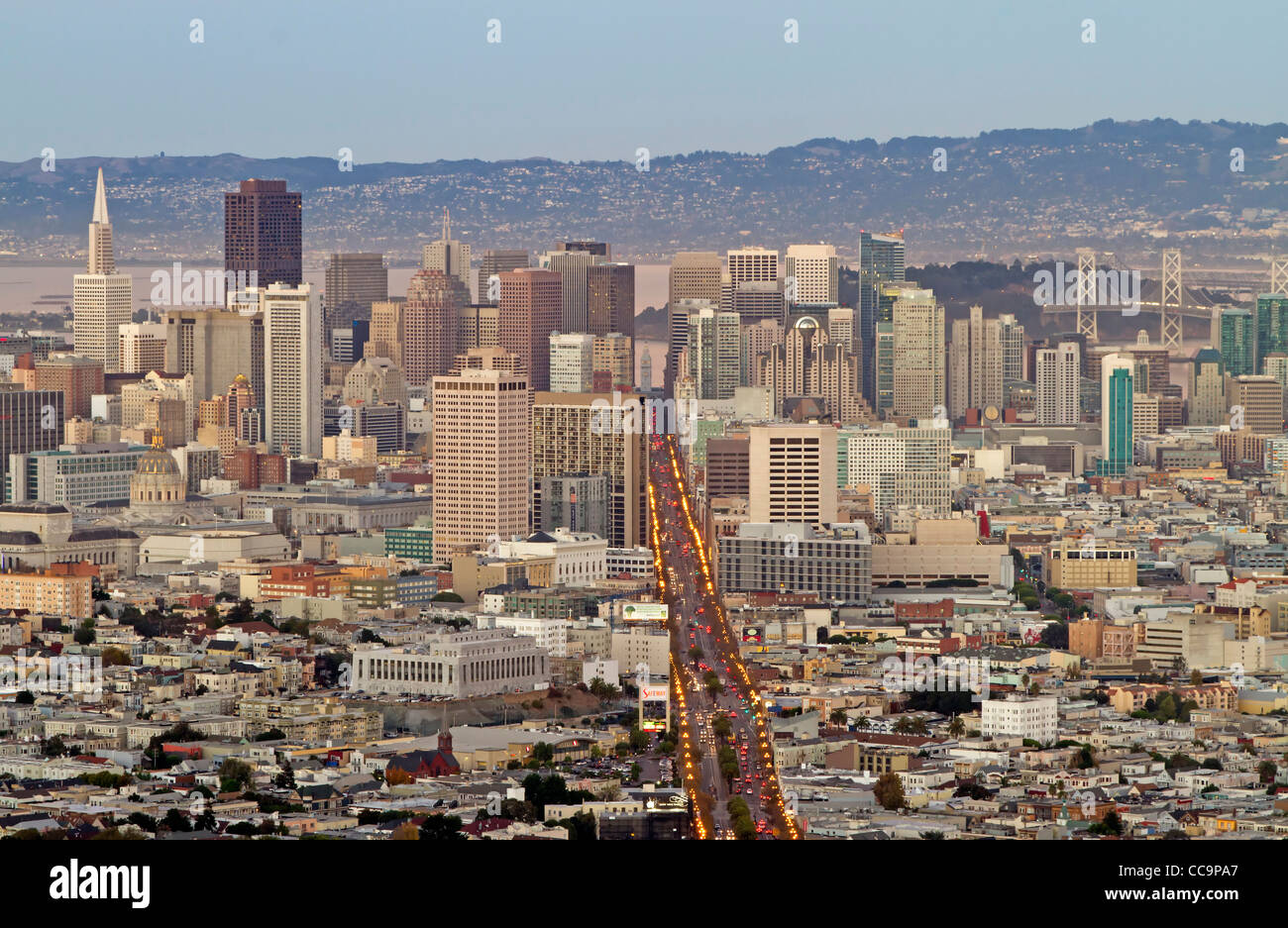 View from Twin Peaks of San Francisco, California, USA Stock Photo