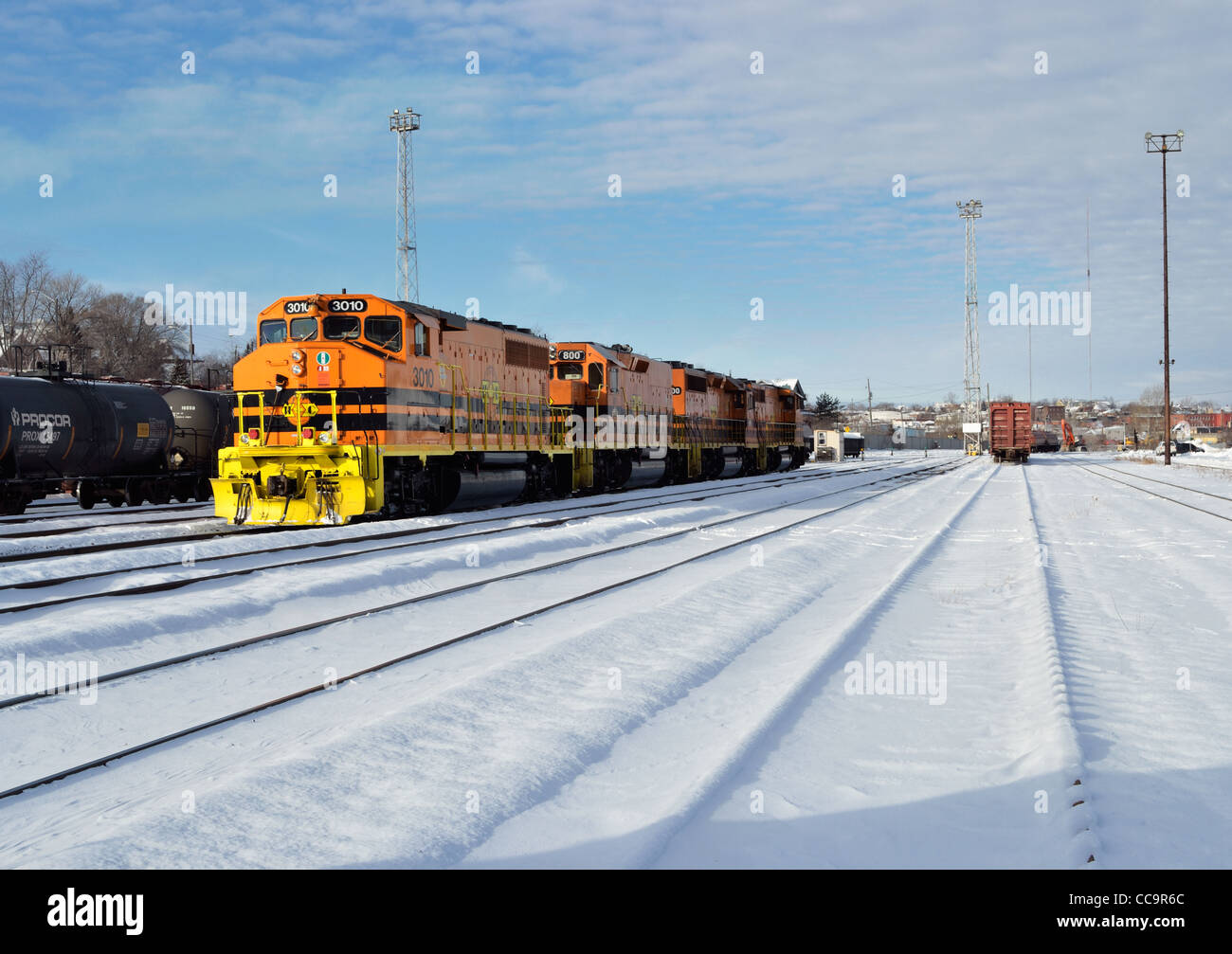 The rail yards in Sudbury, Ontario Canada Stock Photo