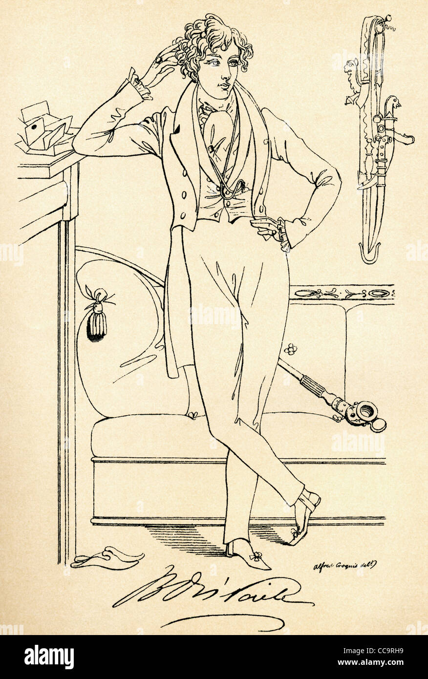 Benjamin Disraeli, 1st Earl of Beaconsfield, 1804 –1881, British Prime Minister as a young man. Stock Photo