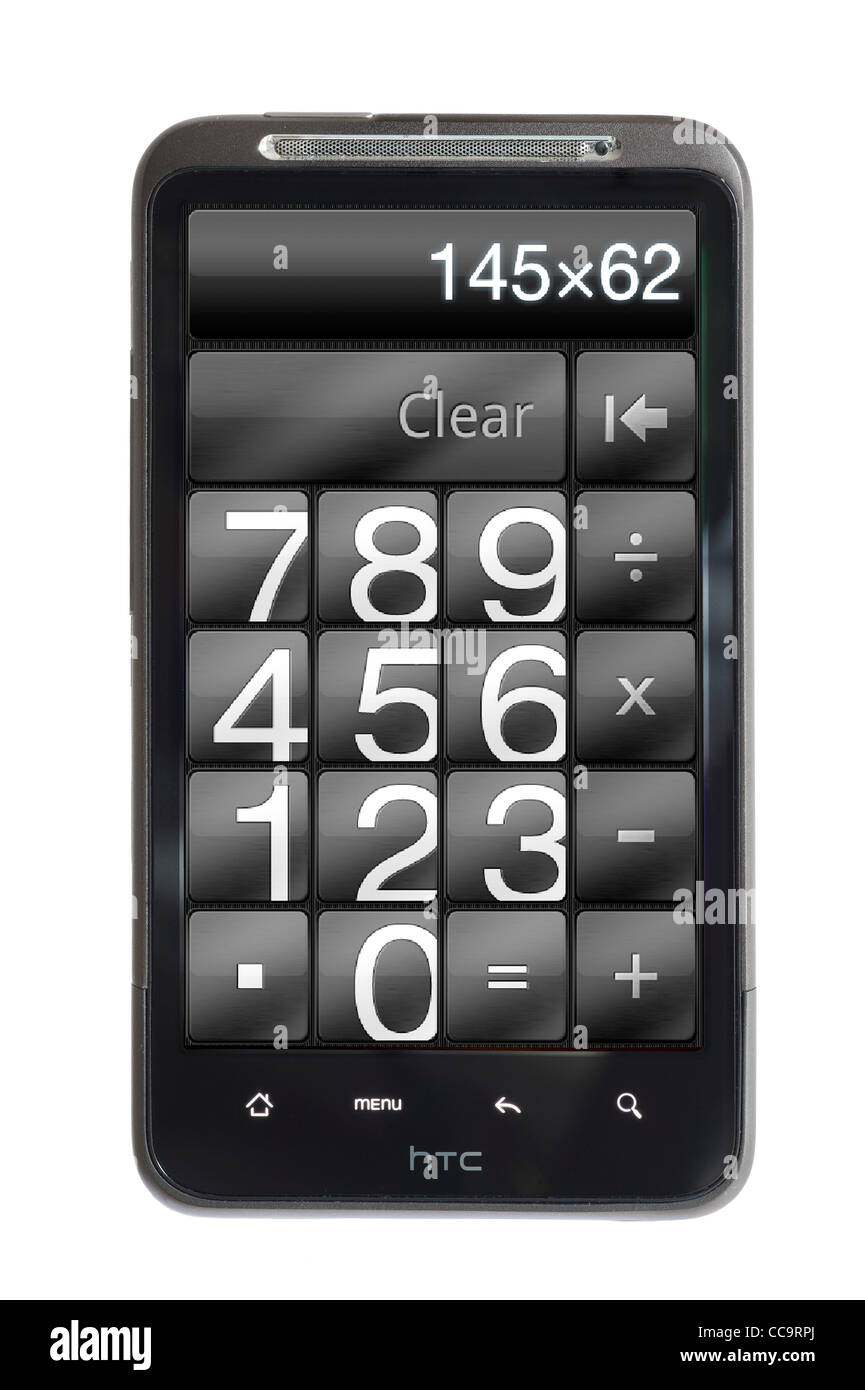Using the calculator on an HTC smartphone Stock Photo