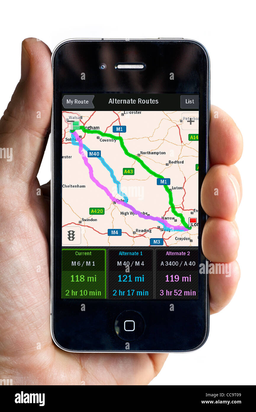 CoPilot Live satellite navigation on an Apple iPhone 4 Stock Photo Alamy