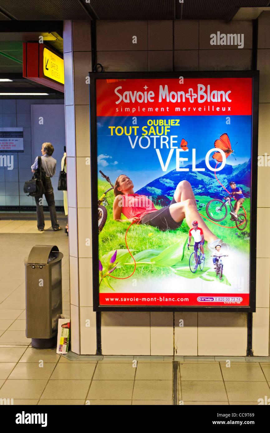 Advertisement in the metro, Lyon, France Stock Photo