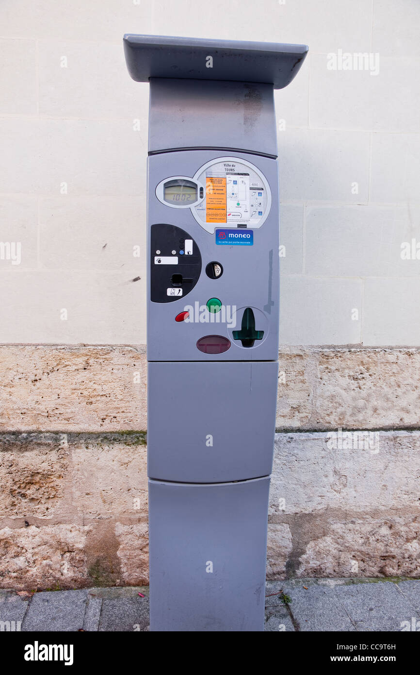A parking machine or horodateur in Tours, France Stock