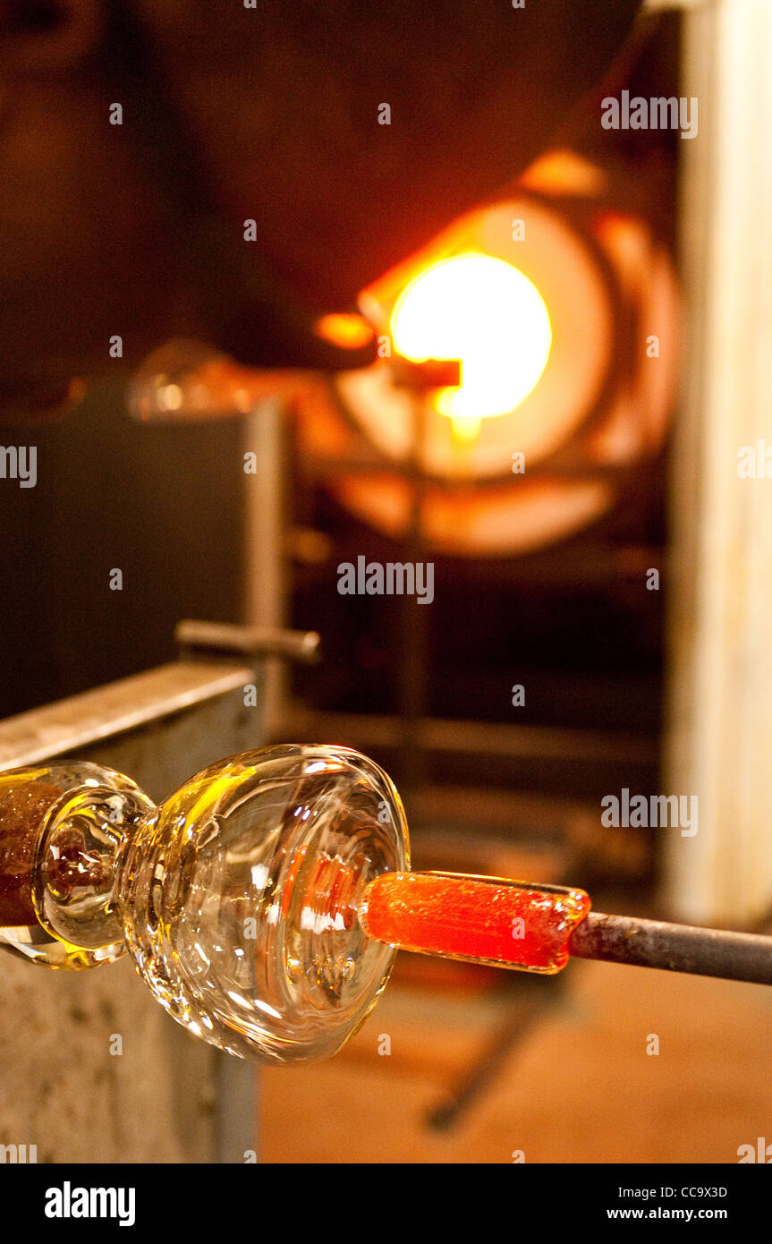 a teenage student making glass. Glass Roots, Newark New Jersey, USA ...