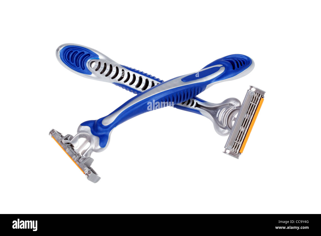 Crossed shaving razors Stock Photo Alamy