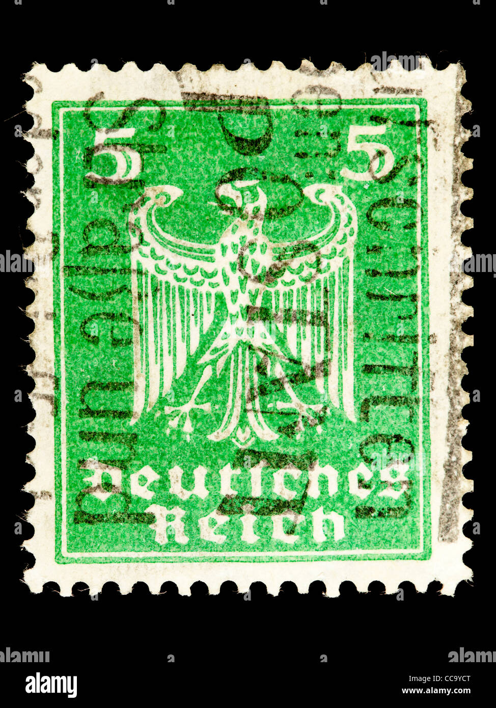 Postage stamp German Reich, Imperial Eagle, 1924, 5 Pfennig, stamped Stock Photo Alamy
