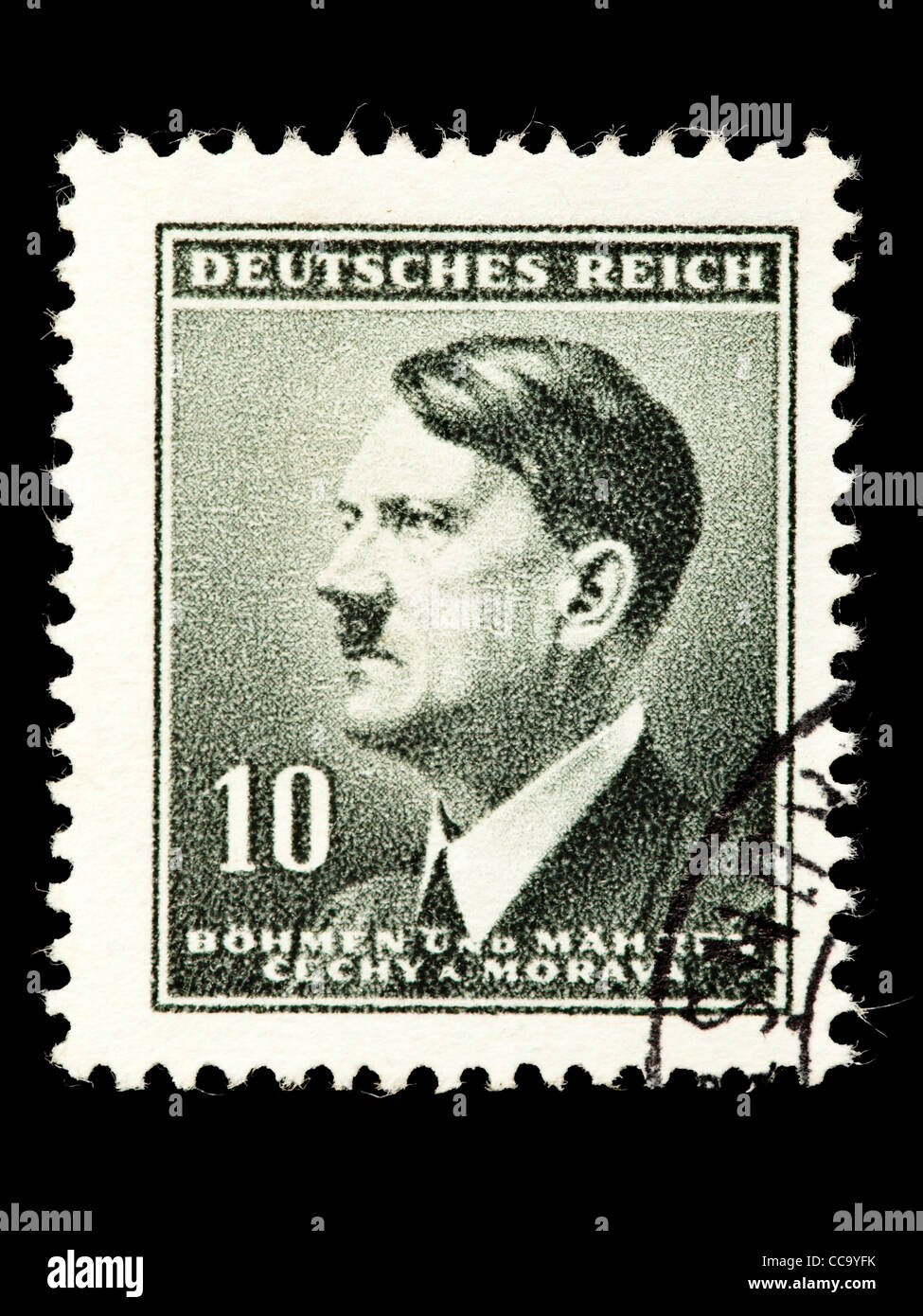 Postage stamp: German Reich, Böhmen and Mähren, Adolf Hitler, 1942, stamped Stock Photo