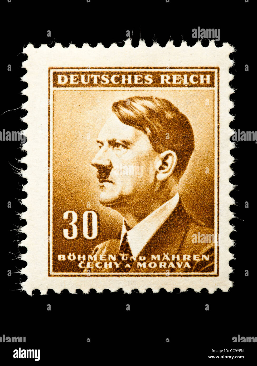 Postage stamp: German Reich, Böhmen and Mähren, Adolf Hitler, 1942, stamped Stock Photo